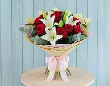 Букет цветов из:  Лилии и Розы #REPLACE_PRED# Тонкино