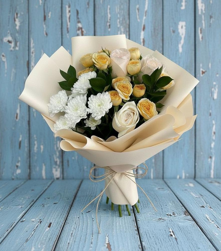 Букет цветов из: Розы и Хризантемы в Тонкино