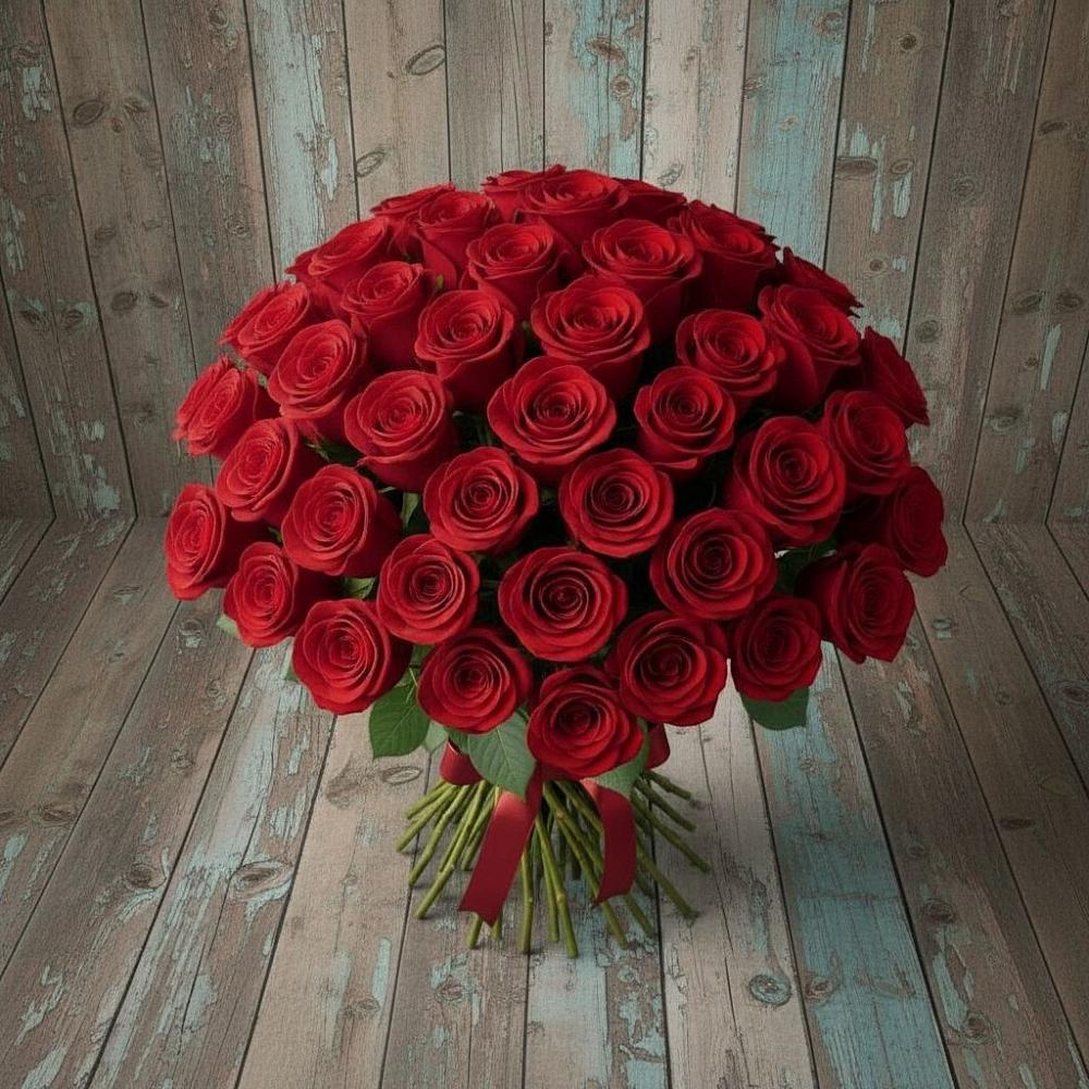 Букет 55 Красных роз Фридом в Тонкино