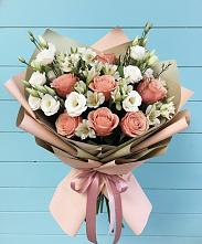 Букет цветов из:  Розы, Альстромерии и Лизиантусы в Тонкино