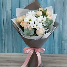 Букет цветов из:  Хризантемы и Розы #REPLACE_PRED# Тонкино