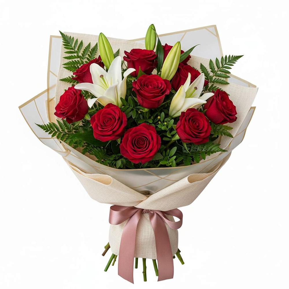 Букет цветов из: Лилии и Розы в Тонкино