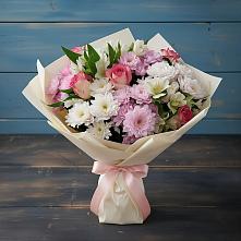 Букет цветов из:  Хризантемы, Альстромерии и Розы в Тонкино