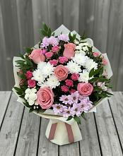 Букет цветов из:  Альстромерии, Гвоздики, Розы и Хризантемы в Тонкино