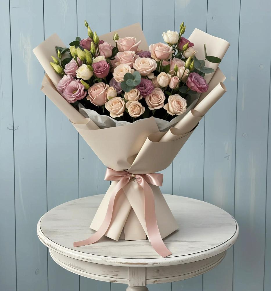 Букет цветов из: Розы и Лизиантусы в Тонкино