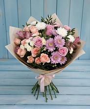 Букет цветов из:  Хризантемы, Розы и Альстромерии в Тонкино