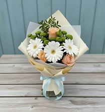 Букет цветов из:  Герберы, Розы и Хризантемы в Тонкино