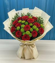 Букет цветов из:  Розы и Хризантемы #REPLACE_PRED# Тонкино