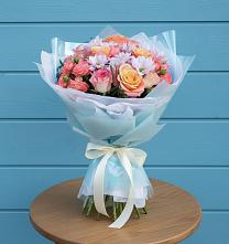 Букет цветов из:  Хризантемы и Розы в Тонкино