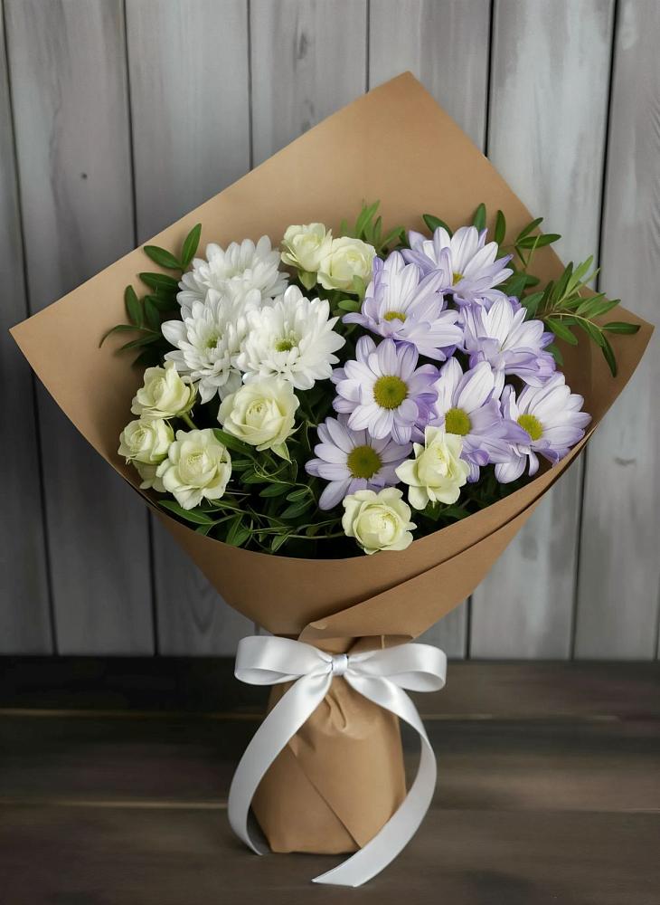 Букет цветов из: Хризантемы и Розы в Тонкино